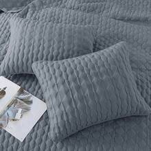 Blue Quilt King Size Bedding Sets With 2 Pillow Shams, Lightweight Soft Bedspread Coverlet, Quilted Blanket Thin Comforter Bed Cover All Season, 3 Pieces, 104x90 Inches, All - Season Bedding - 霧霾藍 - 查看 2