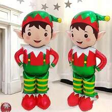 1pc 61-Inch Christmas Elf Foil Balloon - Self-Sealing Red & Green Elf Design With Striped Pants, Pointed Ears And Hat - Indoor/Outdoor Holiday Decor, Suitable For Home, Party, Thanksgiving & Christmas - Includes Inflation Nozzle, No Power Needed, Holiday Home Decor, Vibrant Holiday Balloon, Easy Self-Sealing Balloon, New Year Decor, Valentine's Day Decor - Multicolor - View 6