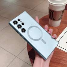 适用于三星 Galaxy A56、A36、A26、A16、A06、S25 Ultra、S24 Ultra、S23 Ultra 的奢华磁吸手机壳，采用柔软 TPU 材质，圣诞礼物，国际版，非国内版 - 遠峰藍 - 查看 4