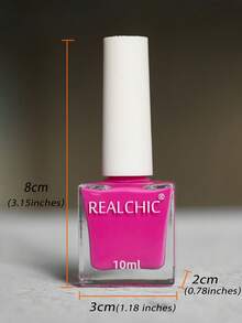 REALCHIC 10ml/件，亮粉色指甲油，水性普通指甲油，快干，持久，可撕，女士和女孩美甲艺术，节日礼物，春夏指甲 - 玫紅色 - 查看 6