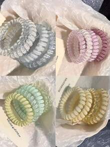 4 chiếc dây buộc tóc xoắn ốc, dây chun buộc tóc nữ, phụ kiện tóc mùa hè đa năng, dây buộc tóc thanh lịch tối giản, dây buộc tóc đuôi ngựa co giãn cao, thích hợp cho kỳ nghỉ, du lịch. - Nhiều màu - Xem 6