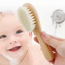 2pcs Baby Bath Wool Brush & Comb Set, Infant Head Care Bath Brush & Comb, Children Wooden Massage Shampoo Brush