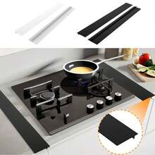 2pcs Silicone Gap Sealing Strips, Durable, Suitable For High Temperature In Kitchen,, Anti-Stain, Clean Without Debris -  (Black / White) - 彩色 - 查看 6