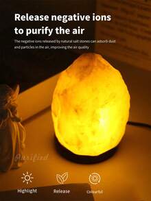 1pc Himalayan Salt Lamp, LED Crystal Salt Lamp Lighting Nightlight, USB Powered, Nursery Night Light, Bedroom Sleep Aid Light, Holiday Decor, Home Decor, Party Decor, Bedroom Decor, Living Room Decor, Bedside Accessory