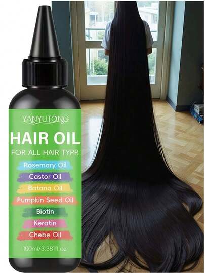 7 In 1 Hair Care Essential Oil, Enriched With Seven Essences, Prevents Hair Breakage, Makes Hair Thicker, Smoothes Dry And Frizzy Hair, Rosemary Oil, Castor Oil, Batana Oil, Pumpkin Seed Oil, Biotin, Keratin, Chebe Oil. Let You Have Beautiful Hair, Hair Care Products, Hair Care Essence