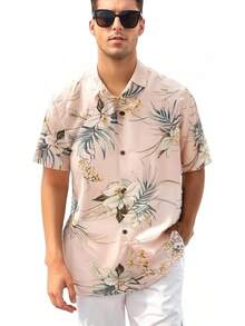 Men's Hawaiian Floral Shirts Silk And Linen Button Down Casual Tropical Holiday Beach Shirtshalloween - Hồng - Xem 10