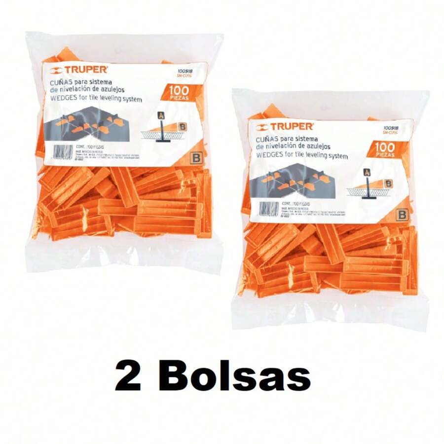 KIT 2 PZ-Bolsa con 100 cuñas para nivelación de azulejos, TRUPER - Unitalla - Ver 1