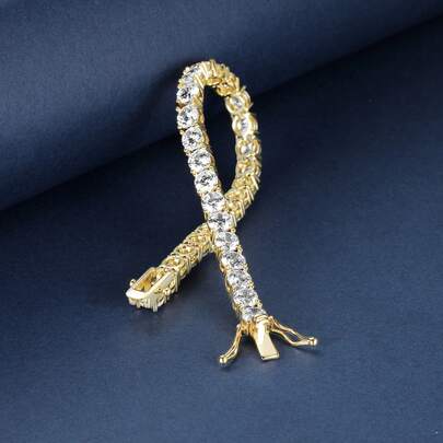 MDFUN سوار تنس يونيسكس 5.0 مم، مطلي بالذهب الأبيض/الذهب الأصفر عيار 18 قيراط، سوار تنس كلاسيكي مرصع بزركونيا مستديرة 5 مم