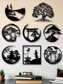 1pc Japanese Bonsai Tree Torii Gate Wall Sculpture, Iron Art Home Decor For Dining Room, Perfect Christmas Decoration With Personalized Name Sign For Farmhouse, Patio, Porch, Unique Gift Idea For Him, Her, Boyfriend, Girlfriend, Dad, Mom, Family, Friends, Valentine's Day, Children's Day, Father's Day, Graduation, Wedding, Housewarming, Living Room, Bedroom, Office, Family Gathering Christmas Decorations Room Decor