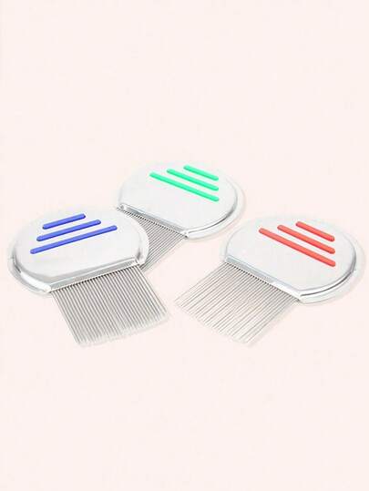 1把专业不锈钢圆梳 - 有效去除头虱和虱卵 - 易于使用和清洁，宠物梳理去毛结梳，适用于猫狗美容，跳蚤梳，细齿虱卵梳