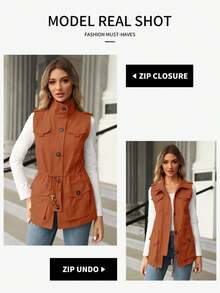 Women's Outdoor Utility Vest Fall Lightweight Sleeveless Jacket With Pockets Travel Hiking Fishing Camping Layer - 粉色 - 查看 4