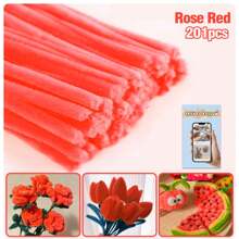 200/450根多色加粗雪尼尔绒条，散装彩色毛绒棒，9种颜色，适用于DIY工艺品和艺术项目，可作绒球，适用于情人节、母亲节和复活节装饰 - 彩色 - 查看 46