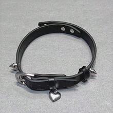 CIREY 1pc Choker Necklace, Dark Leather Rivet Heart Design, Niche Y2K Baddie Subculture Punk Sweet Style