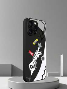 Fashionable Shark Logo Graphite Black Glass Material Phone Case Compatible With Apple 16 Pro Max/15 Pro Max/14 Pro Max/14 Plus/13/13 Pro Max/12 Pro/11 And Galaxy S25 Ultra/S24 FE/S24 Ultra/S23/S22/Note20 Ultra/A56/A55/A16/A54/J6, Redmi Note 14 Pro/13/12, Mi 14T Pro/13T Accessories - Black - View 2