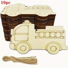 10pcs Wooden DIY Craft Fire Truck Shapes, Suitable For Painting, Graffiti Art And Home Decor - Great For Weddings, Birthdays And Parties
