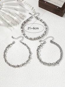 1 Set Punk Totenkopf Kette Armband, französisches minimalistisches Design, hochwertiges Schmuckset für Frauen