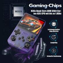 Consola de juegos portátil retro R36S, pantalla IPS de 3,5 pulgadas, 128 GB integrados, de código abierto, compatible con múltiples emuladores. - Azul claro transparente - Ver 4