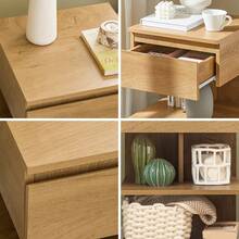 SoBuy FBT49-N, Bedside Table Night Stand Side Table End Table Coffee Table With 1 Drawer And 2 Shelves, Natural - Brown - View 12