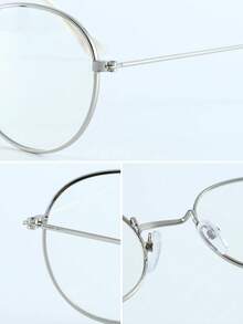 一副金属几何基础款眼镜，精致高品质透明眼镜，男士适用，适合作为节日礼物、商务、休闲、学校郊游等场合佩戴。 - 無色 - 查看 5