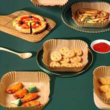 100pcs Non Stick Air Fryer Mat, Suitable For Baking And Microwave Cooking - Easy To Clean, Oil Absorbing Paper, Perfect For Home And Commercial Use, Air Fryer Accessories