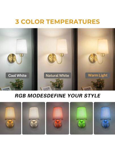 Set Of Two Rechargeable Wand Lights, Battery Operated Lights Adjustable Brightness, Powered Gold/Black Gooseneck, Bedrooms Living Rooms, Wit Linen Lampshade view 6