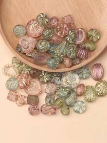 Vintage Baroque Style Transparent Bead Set, Colorful Transparent Gold-Plated Acrylic Beads, Suitable For Making Jewelry, Bracelets, Anklets, Earrings, Necklaces, Phone Charms, Keychains, Bag Charms, Ideal For DIY Graduation, Back To School Gifts, Summer Beach Accessories, Halloween, Christmas, New Year Gifts