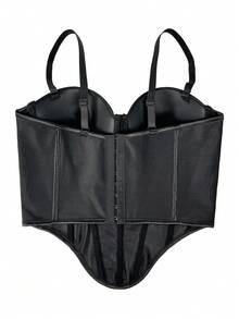 Women Rhinestone And Pearl Smooth Bustier Crop Top Corset Bra Party Concert Camisole