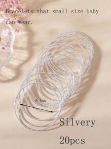 20pcs 3-14Y Girls' Delicate Glitter Bamboo Knot Stacking Bangle Bracelets - one-size - View 21