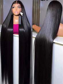 40 Inch Lace Front Wigs Human Hair Brazilian 13x4 Frontal Wig HD 13x6 Human Hair HD Transparent Bone Straight Lace Front Wigs - Natural Black - 查看 1