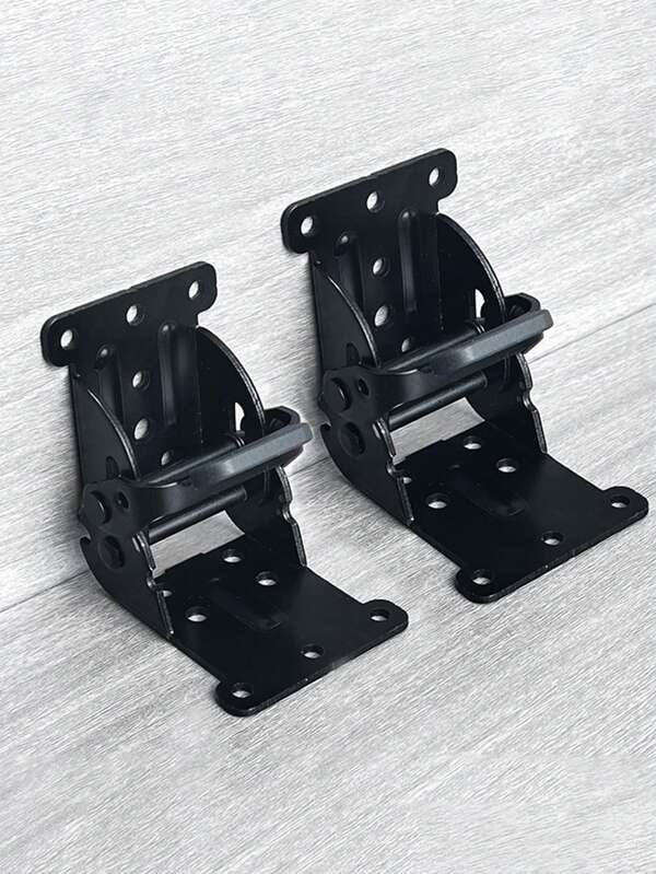 2/4pcs Black Collapsible Brackets, Featuring Self-Locking Hinge Hardware With Screws For Extending Support For Table Legs, Iron, Easy Assembly & Disassembly, 0-90-180 Degree Foldable Support Bracket, And Workbenches