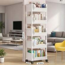 Practical Shelf, White And Colorful Layered Storage Basket, Portable Storage Basket And Toy Storage Basket, Suitable For Multifunctional Shelves In Bathroom, Bedroom, Kitchen And Other Scenes - 5 lớp - trắng - Xem 4