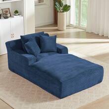 80 Inch Oversized Chaise Lounge Chair Indoor, Upholstered Corduroy Boneless Sleeper Sofa Bed With 3 Pillows, Deep Seat Reading Chair Cloud Couch For Living Room (80" D*50" W) - Màu xanh lam - Xem 6