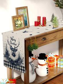 1 pièce/10 pièces Chemin de table renne de Noël, décoration de maison de Noël, décoration hivernale de saison, style moderne, matériau similaire au lin, 33*91CM/33*183CM/33*274CM, 3 options de taille, décoration de maison de Noël intérieure et extérieure, fournitures de fête, décoration thème Noël, décoration de chambre. Convient pour la décoration de cuisine à la maison et la décoration de fête de Noël