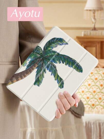 Ayotu 椰子树保护套适用于 iPad 10.2 英寸 2021/2020 iPad 第 9/8 代，兼容三星 Galaxy Tab A8 10.5 英寸 2022，兼容华为 Matepad 10.4/Tab，带笔架，支持自动睡眠/唤醒盖，时尚保护套