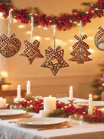 6 st. vintage kopparfärgade metalljulgransprydnader, julgransdekorationer, metallstjärna och rosett med eldstad, lämplig för fritidshus, skola, kontor, julgran, varm julstämning, julfestdekorationer, juldekorationer, vinterrumsdekoration, juldekorationer, hem, julklappar, juldekoration