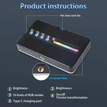 1 pieza Luz de relleno para teléfono móvil, 90 LED de alta potencia recargable con clip, luz de fotografía de colores RGB M140, luz de selfie de tres colores M140, luz de video recargable portátil, luz LED con clip, ajuste de ángulo de 360°, adecuada para teléfono móvil, cámara, computadora portátil, tableta, selfie, videoconferencia, iluminación, maquillaje, selfie, vlog, 1800mAh.