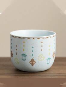 1 pieza Taza de cerámica con diseño de estrella y luna, taza con patrón de farolillo, taza de té rústica hecha a mano, regalo de cumpleaños creativo, vajilla para cafetería y restaurante