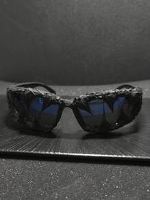 1 件骷髅装饰滴胶手工随机效果不对称复古波西米亚优雅派对镜框男女通用时尚眼镜