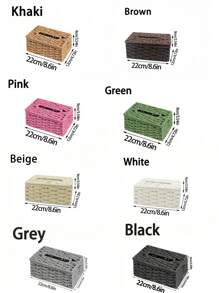 1pc Woven Tissue Box Holder, Rectangular Covered Tissue Box, Rattan Tissue Box Rack, Bohemian Style Woven Tissue Box Holder, Suitable For Bathroom, Bedroom, Shelf, Living Room, Dining Room Decor & Storage, Halloween Tissue Box Decor, Christmas Gift - Multicolor - View 2