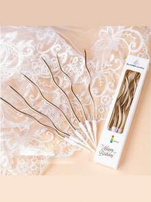 6pcs/12pcs Curved Birthday Candles, Cake Decorative Picks, Birthday Decorative Candles, 30th Birthday Decor, Dessert Birthday Decorations, Birthday Candles, Suitable For Birthday Party, Christmas, Wedding Party, Valentine's Day Decorations, Christmas Cake Decorations - Packaging Random
