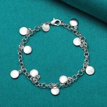 925 Silver Plated Lentils Chain Bracelet For Women Charm Wedding Party Fashion Jewelry - Silver - View 3