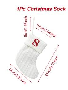 1pc White Knit Christmas Stocking, Xmas English Letters Snowflake Hanging Stockings, For 2025 Christmas Party Decoration,2026 New Year Party Favors Supplies, Christmas Room Decoration, Personalized Initial Christmas Stocking, Family Holiday Xmas Home Room Decor,Christmas Tree Ornaments, Christmas Eve Surprise Gifts Package,Christmas Sock Costumes, Christmas Gift Party Favor - White Christmas Letter Knitted Socks - View 21