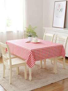 1pc Lightweight Red & Blue Plaid PVC (Polyvinyl Chloride) Waterproof, Oil-Resistant Rectangular Tablecloth, Suitable For Picnics, Camping, Restaurant Decor, Mildew-Resistant, Stain-Resistant, Waterproof, Also Applicable For Cafe Photography, Christmas Decoration, Birthday Party/Homestay Decor, Red & Blue Color Scheme, Suitable For All Seasons - Red - View 4
