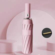 1 件全自动 24 骨防风紧凑型折叠雨伞，遮阳防雨两用，加强型多功能旅行伞