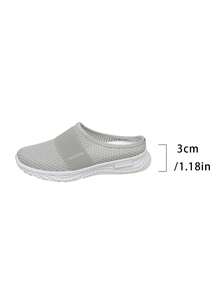 Scarpe casual da donna alla moda in maglia grigia traspirante, scarpe slip-on comode, eleganti mocassini casual, scarpe sportive da tempo libero senza tallone per donne