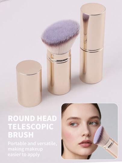 1支专业斜角伸缩粉底刷，化妆刷，腮红刷，散粉刷，合成纤维超柔软粉底刷，适用于液体粉底，歌舞伎粉底刷，居家旅行必备，粉底刷，遮瑕刷，腮红刷，修容刷，腮红刷，古铜粉刷，散粉刷，粉底刷，腮红刷，赠品