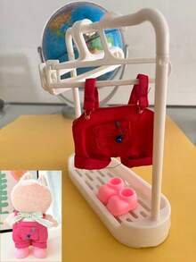 1 قطعة ملابس دمية و 6 قطع شماعات دمية و 1 قطعة حامل عرض، إكسسوارات لدمية مقاس 15/17 سم، سلسلة مفاتيح لملابس ، بذلة عمل، بوت