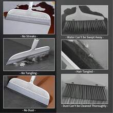 [Magic Broom Double-Sided] 1pc Pro Clean Magic Broom Double-Sided Silicone Scraper, Detachable Head Lightweight Plastic Handle For Easy Cleaning Of Hard Floors & Carpets, Ideal For Bathroom, Kitchen, Living Room, Broom Sweeping Floor - Grey - View 8