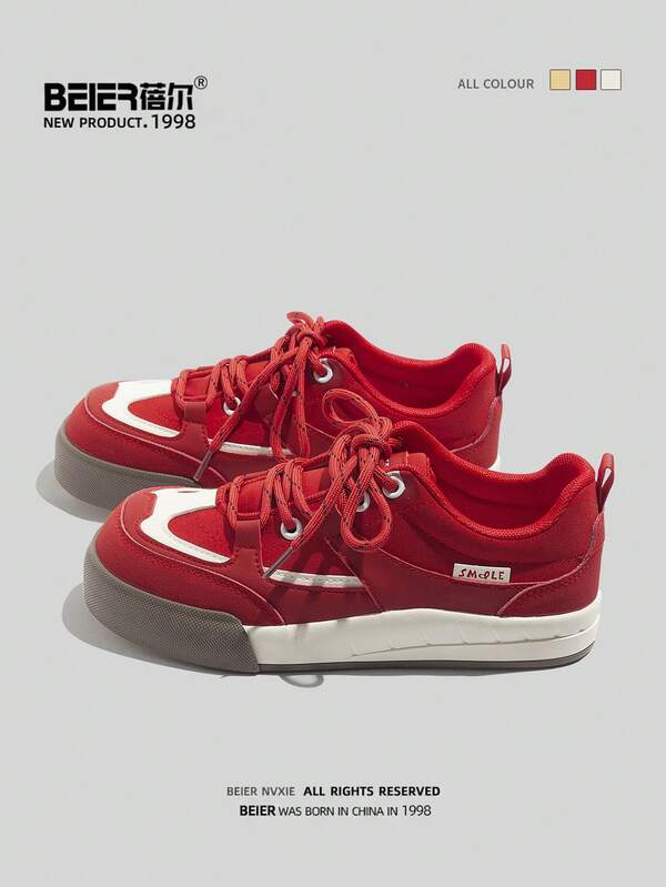  Zapatillas casuales y suela de goma para mujer BEIER, para uso diario, nuevo estilo de primavera/otoño, zapatos blancos