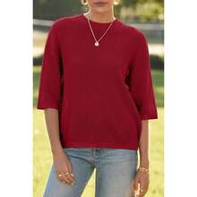 Blusas de verano y otoño de 100% algodón, de corte relajado y estilo de ganchillo, ropa de mujer 2025 - Rojo - Ver 4